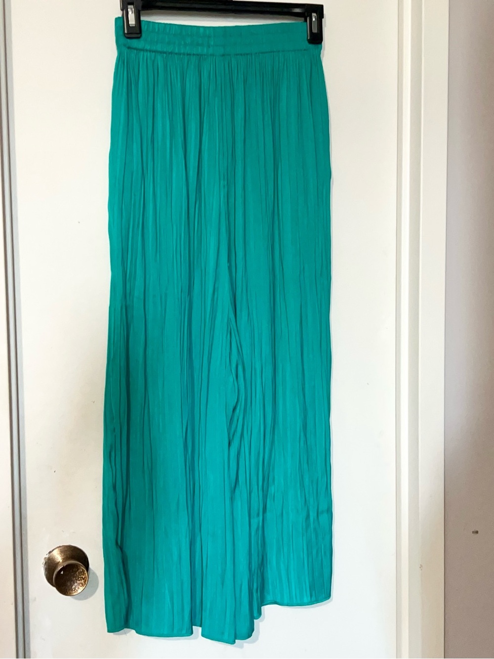 Womens Teal Pleated Maxi Skirt/Culottes